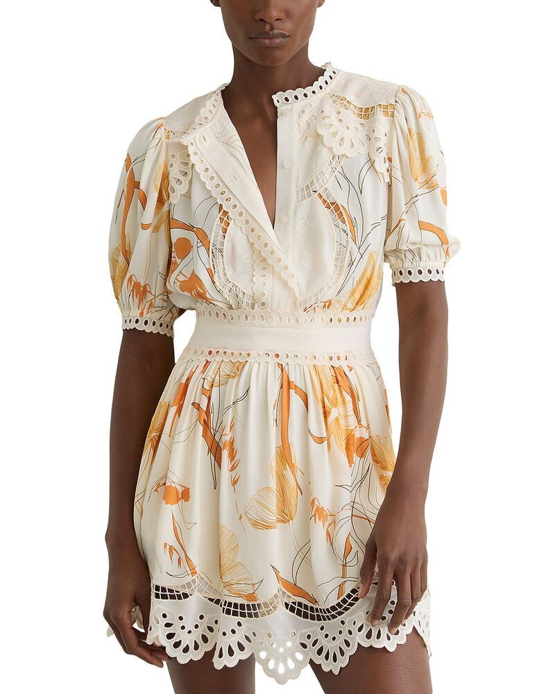 レイス レディース トップス ワンピース レーストリム レース REISS Lace Trim Dress IvoryPink アイボリー