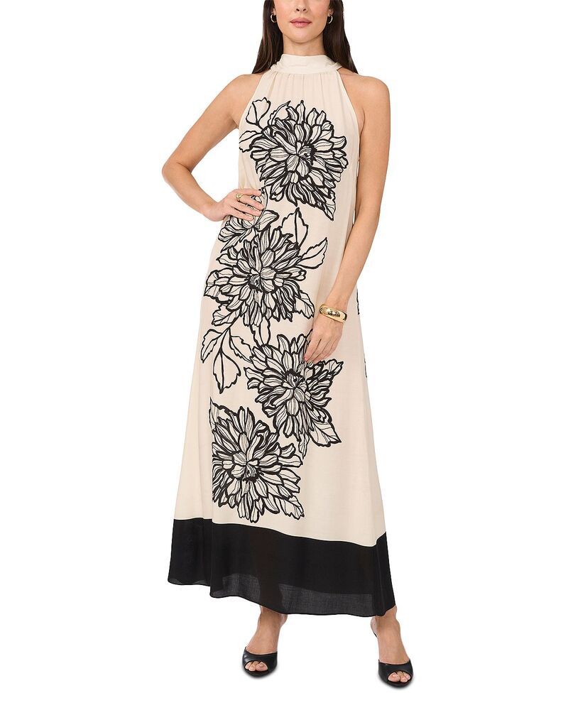 ヴィンスカムート レディース トップス ワンピース ハイネック フラワー柄 プリント フラワー VINCE CAMUTO High Neck Floral Print Dress Almond