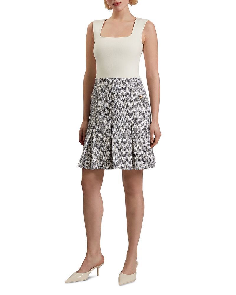 テッドベーカー レディース トップス ワンピース ミニット Ted Baker Vulpam Boucle Knit Bodice Mini Dress Light Blue ブルー