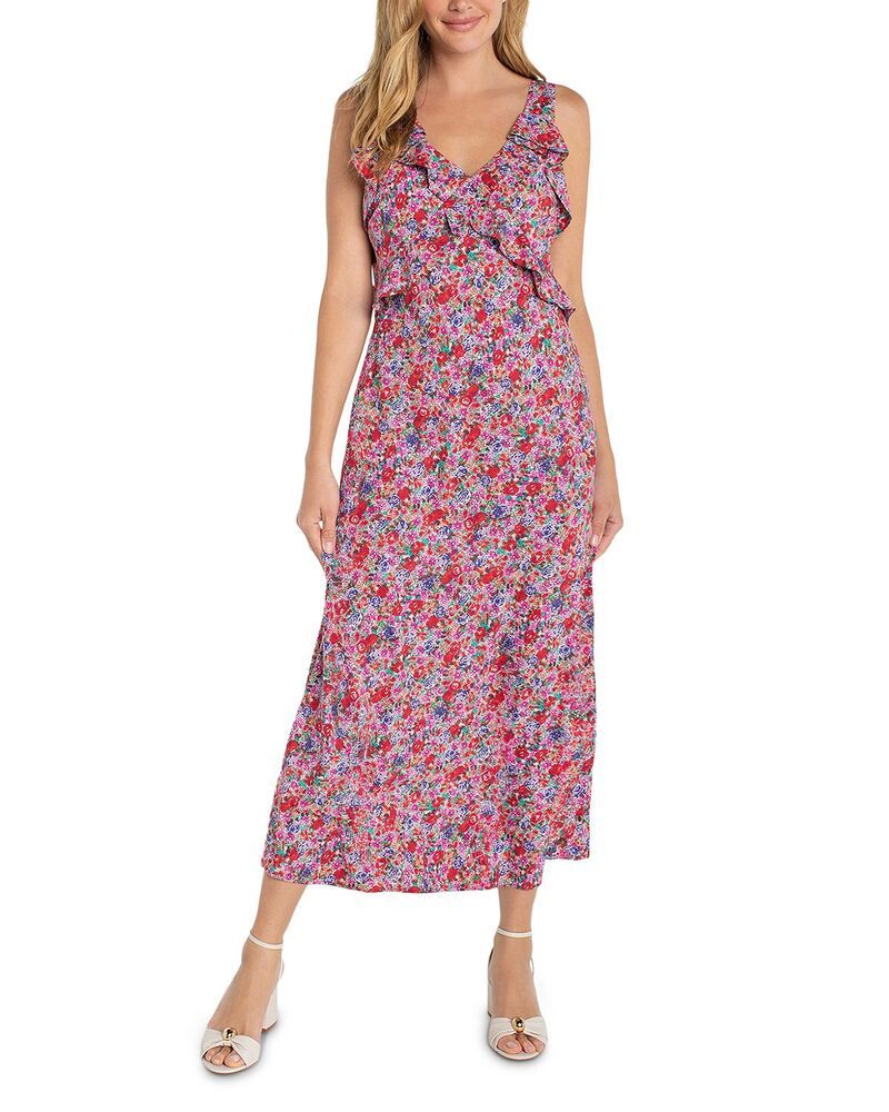 リヴァプール ロサンゼルス レディース トップス ワンピース フリル ノースリーブ マキシ Liverpoolos Angelesleeveless Ruffle Front Woven Maxi Dress Pink Mlt S ピンク