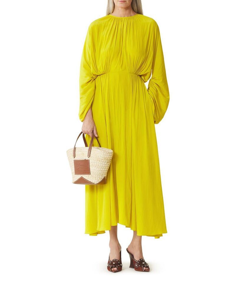 ランバン レディース トップス ワンピース Lanvin Fitted Charmeuse Dress Chamomile soft yellow イエロー