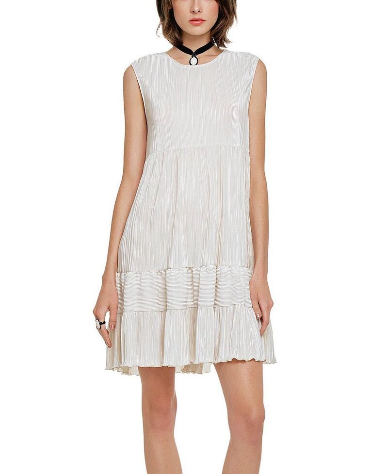 アナスイ レディース トップス ワンピース Anna Sui Plisse Babydoll Dress Cream クリーム