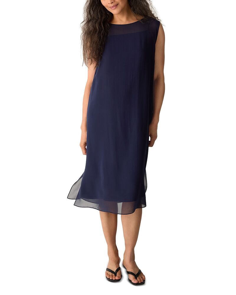 エイリーンフィッシャー レディース トップス ワンピース シルク Eileen Fisher Boat Neck Silk Dress Ink