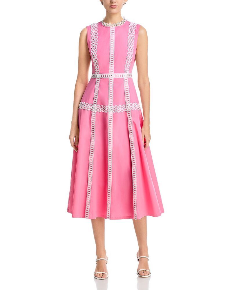ミソック レディース トップス ワンピース ミディ コントラスト Misook Contrastrimidi Dress Parfait PinkWhite ホワイト
