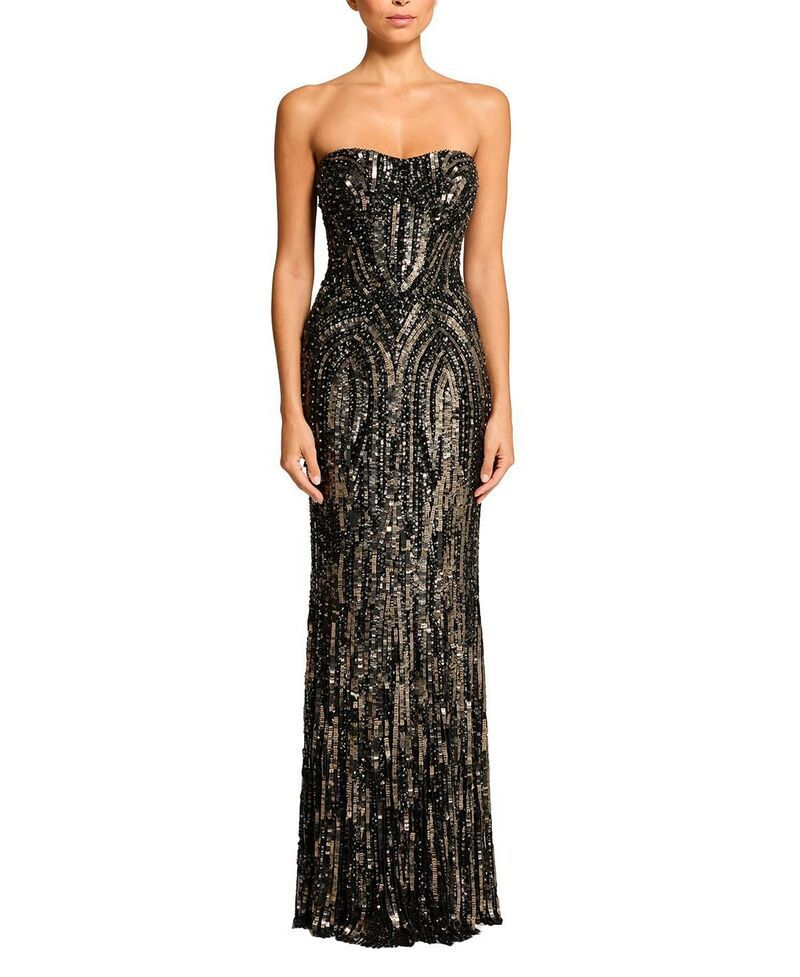 ジェニー・パッカム レディース トップス ワンピースパンコール ストラップレス Jenny Packham Euphoria SequinEmbellished Strapless Dress Liquorice