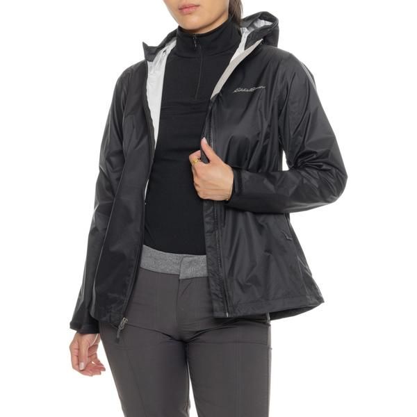 エディー バウアー レディース アウター ジャケット・ブルゾン キャップ Eddie Bauer Cloud Cap Rain Jacket Waterproof Black ブラック
