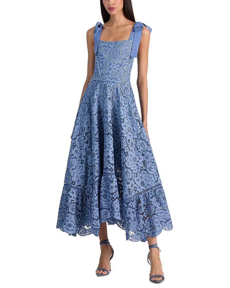 アリスアンドオリビア レディース トップス ワンピース ミディ レース Alice and Olivia Rosalee Lace Midi Dress Indigo インディゴ