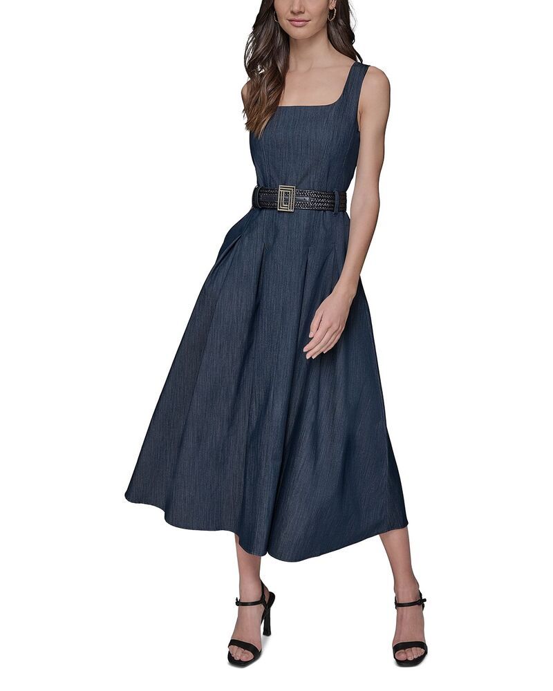カール ラガーフェルド レディース トップス ワンピース ミディ ノースリーブ デニム KARLAGERFELD PARISleeveless Denimidi Dress Indigo インディゴ