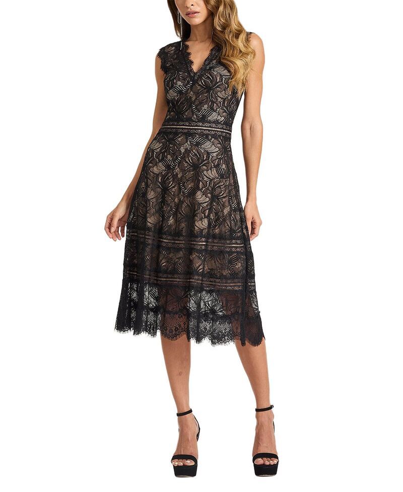 タダシショージ レディース トップス ワンピース レース Tadashi Shoji Ralla Orchid Lace Dress BlackNude ブラック