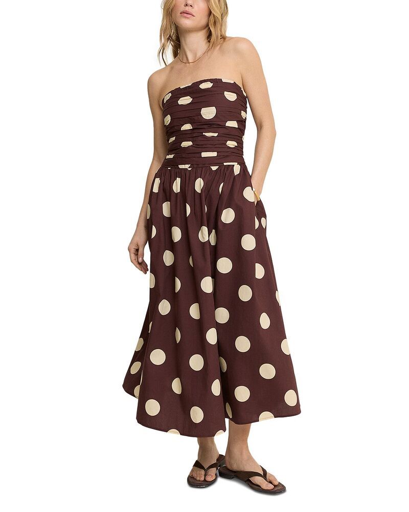 ノーバディーズ チャイルド レディース トップス ワンピース ドット柄 ドット ミディ Nobodys Child Polka Dot Bandeau Felicity Midi Dress Brown ブラウン