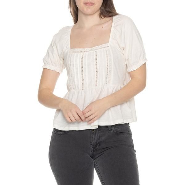 ラッキーブランド レディース トップス シャツ Lucky Brand Pintuck Trim Shirt Short Sleeve Gardenia