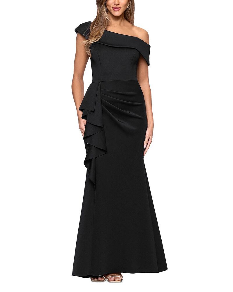 アクア レディース トップス ワンピース クレープ フリル スキューバ AQUA One Shoulderuffle Scuba Crepe Dress Exclusive Black ブラック