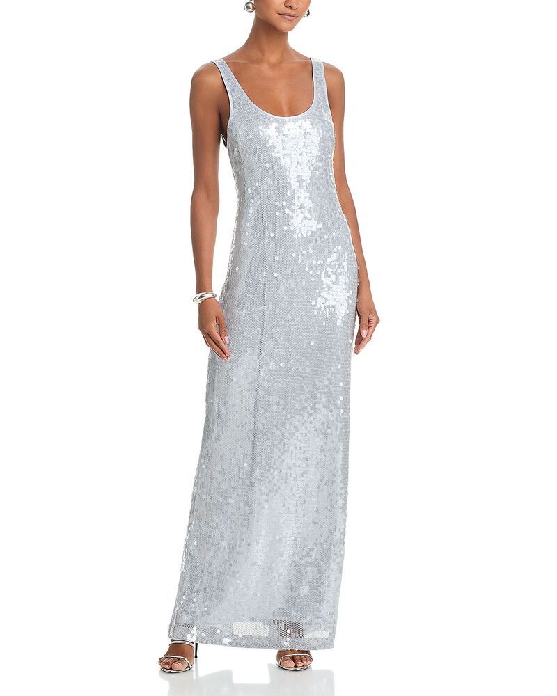 シムカイ レディース トップス ワンピース トール マキシ SIMKHAI Bex Metallic Maxi Dress Blue Haze ブルー