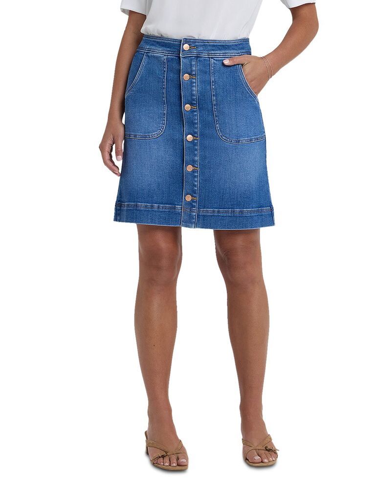 エヌワイディージェイ レディース ボトムスカート A ライン デニム NYDJ High Rise A Line Utility Denim Skirt Blue Paradise ブルー