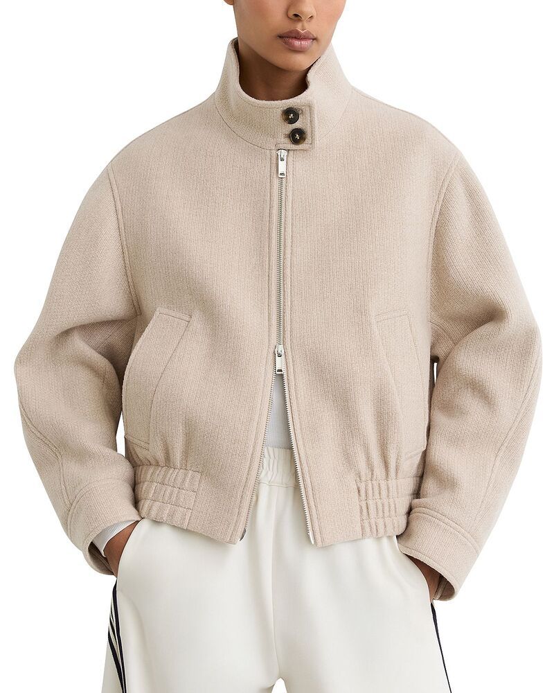 レイス レディース アウター コート ウール REISS Elodie Wool Bomber Coat Neutral