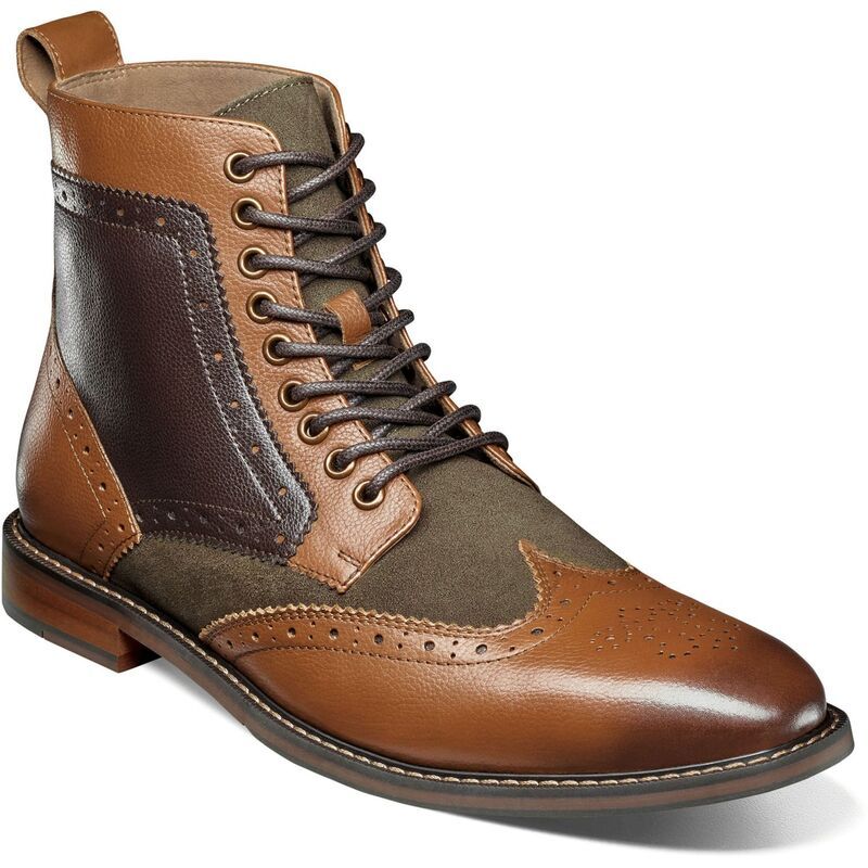 ステイシーアダムス レディース シューズ ブーツ・レインブーツ ウィングチップ アンクル レース Stacy Adams Finnegan Mens Wingtip LaceUp Ankle Boots Olive Multi オリーブ