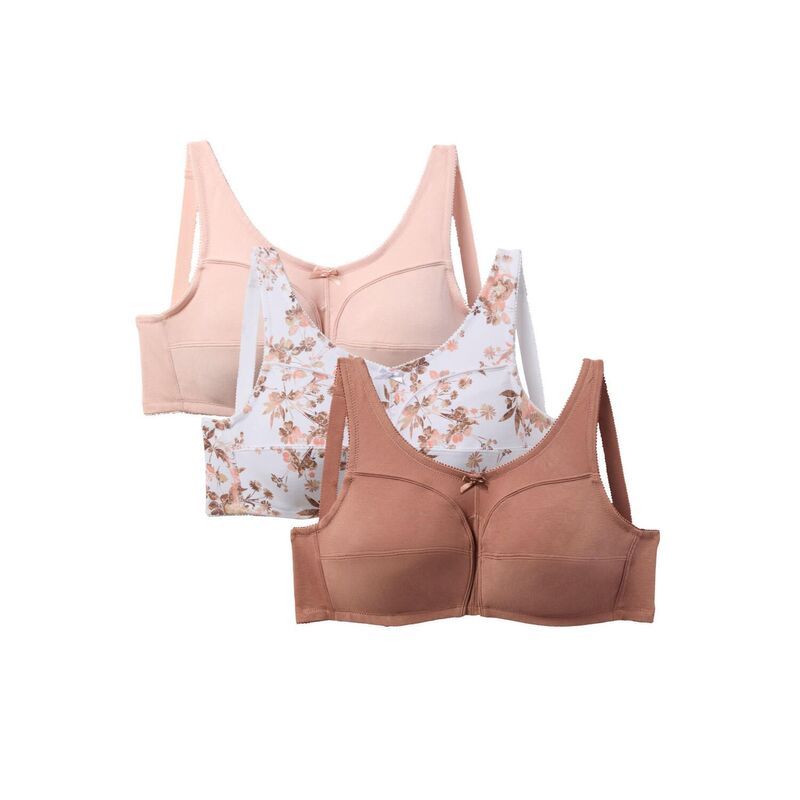 コンフォート チョイス レディース アンダーウェア ブラジャー プラスサイズ コットン Comfort Choice Womens Plusize 3pack Cotton Wireless Bra Mocha モカ
