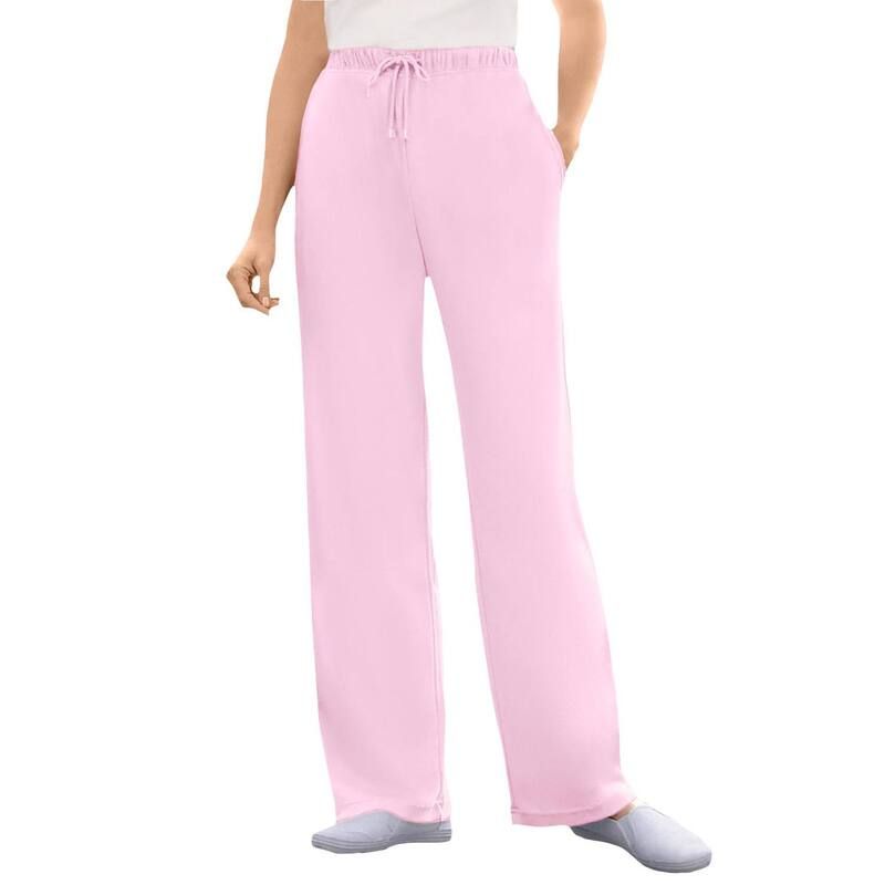 ウーマン ウィズイン レディース ボトムス カジュアルパンツ ストレート プラスサイズ ニット Woman Within Plusize Sport Knit Straight Leg Pant Pink ピンク