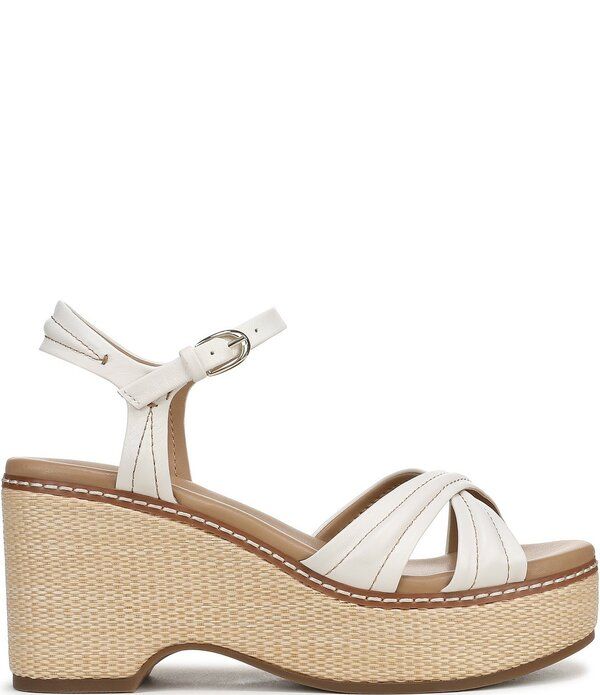 ナチュライザー レディース シューズ サンダル プラットフォーム アンクル レザー Naturalizer Dovie Leather Ankle Wrap Sandal Platform Raffia Wedge Sandals Warm White ホワイ