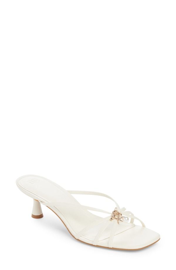 ビーピー レディース シューズ サンダル ヒール BP Bliss Kitten Heel Slide Sandal White Blanc ホワイト