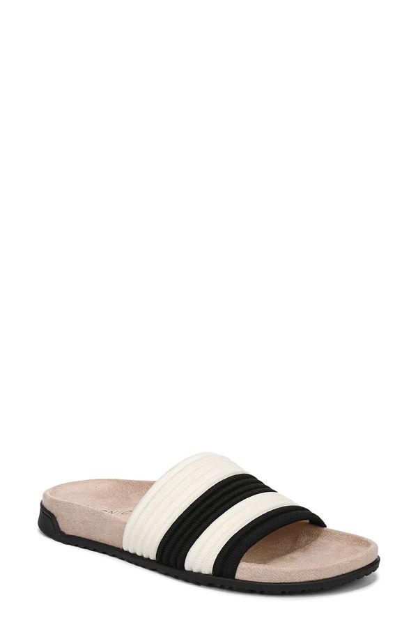 バイオニック レディース シューズ サンダル Vionic Evie Slide Sandal Black Ivory アイボリー