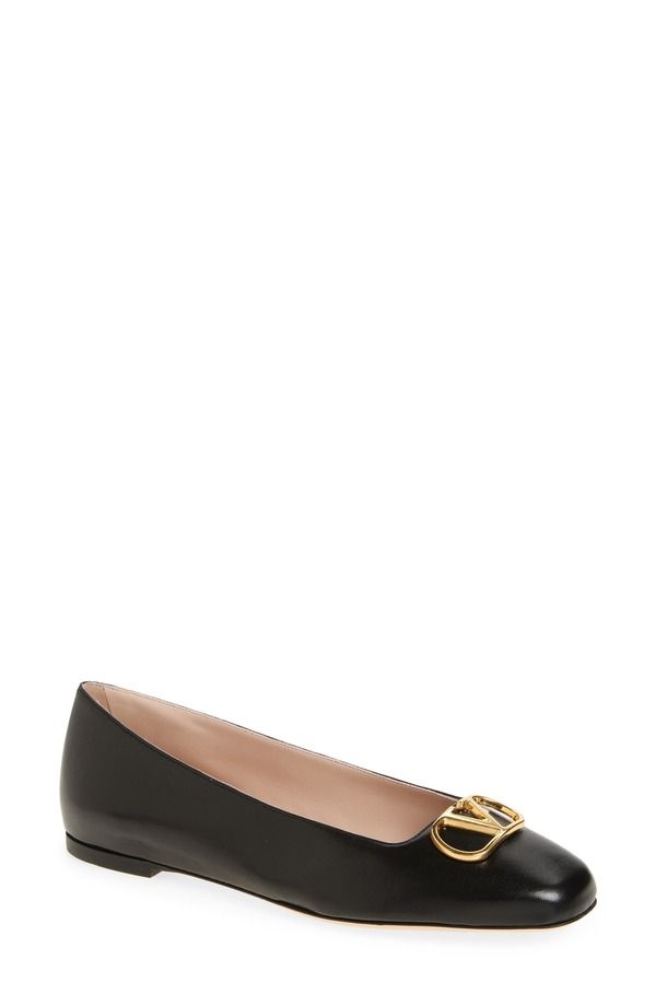ヴァレンティノ レディース シューズ パンプス ロゴ Valentino Garavani VLOGO Ballerina Flat Black ブラック