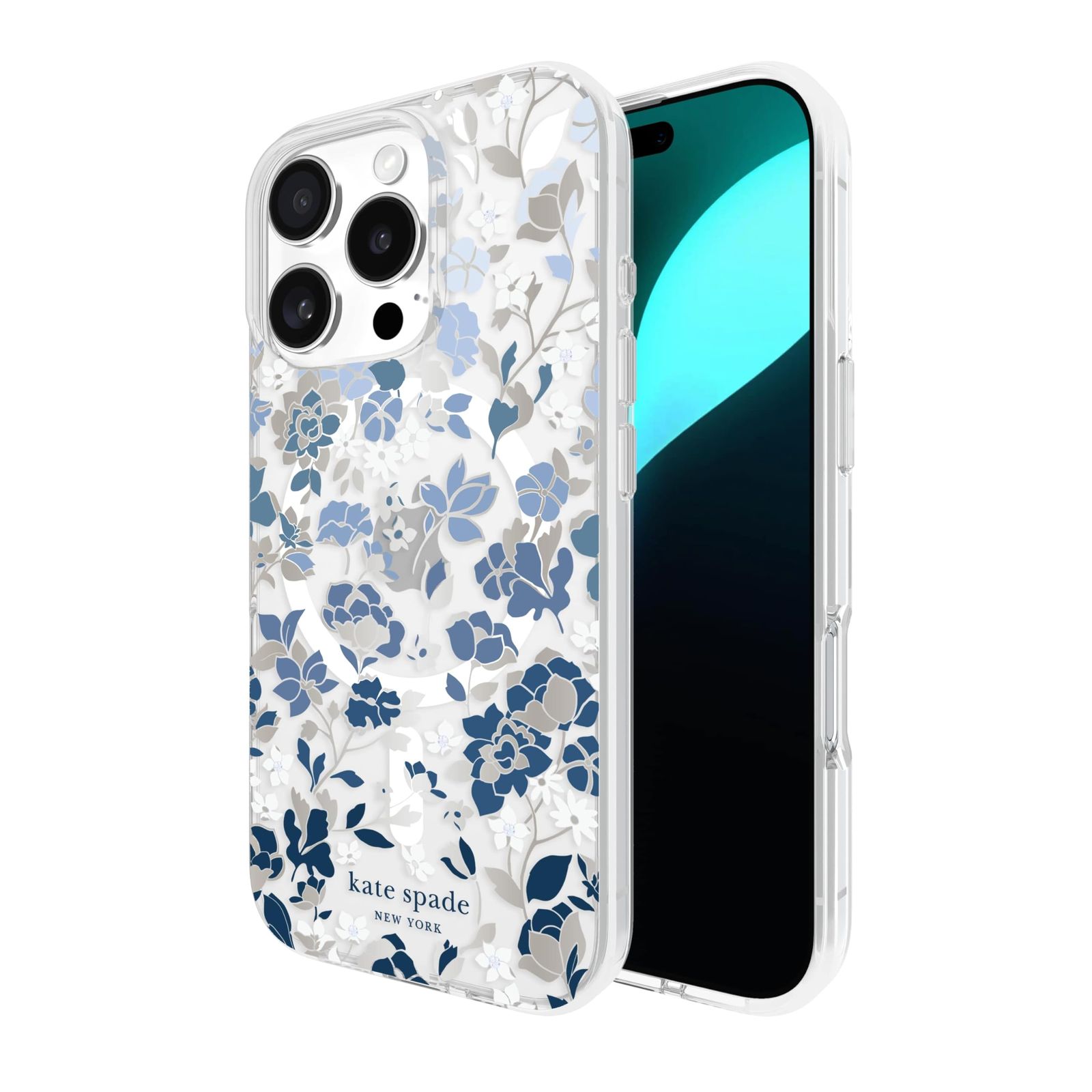 新品 [CASEPLAY] ケイトスペード ニューヨーク for iPhone16 Pro用のスマホケース 背面型 Protective Hardshell Case マグセーフ Case ケイトスペード ニューヨーク 正規品 (Flowerbed Blue)