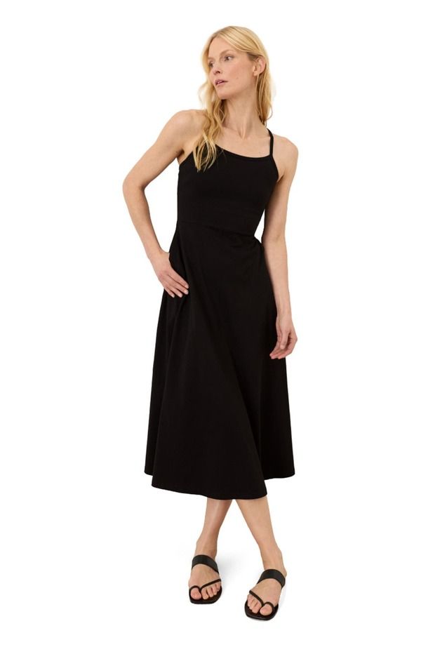 パクト レディース トップス ワンピース ミディ コットン Pact Fit Flare Midi Dress Made With Organicotton Black ブラック