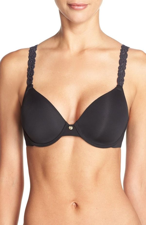 ナトリ レディース トップス Tシャツ Natori Pure Luxe Underwire TShirt Bra Black ブラック
