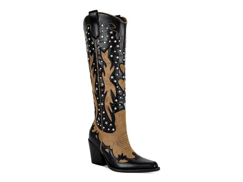アザレア ワン レディース シューズ ブーツ・レインブーツ Azalea WangKalpana Cowboy Boot BlackBeige ブラック