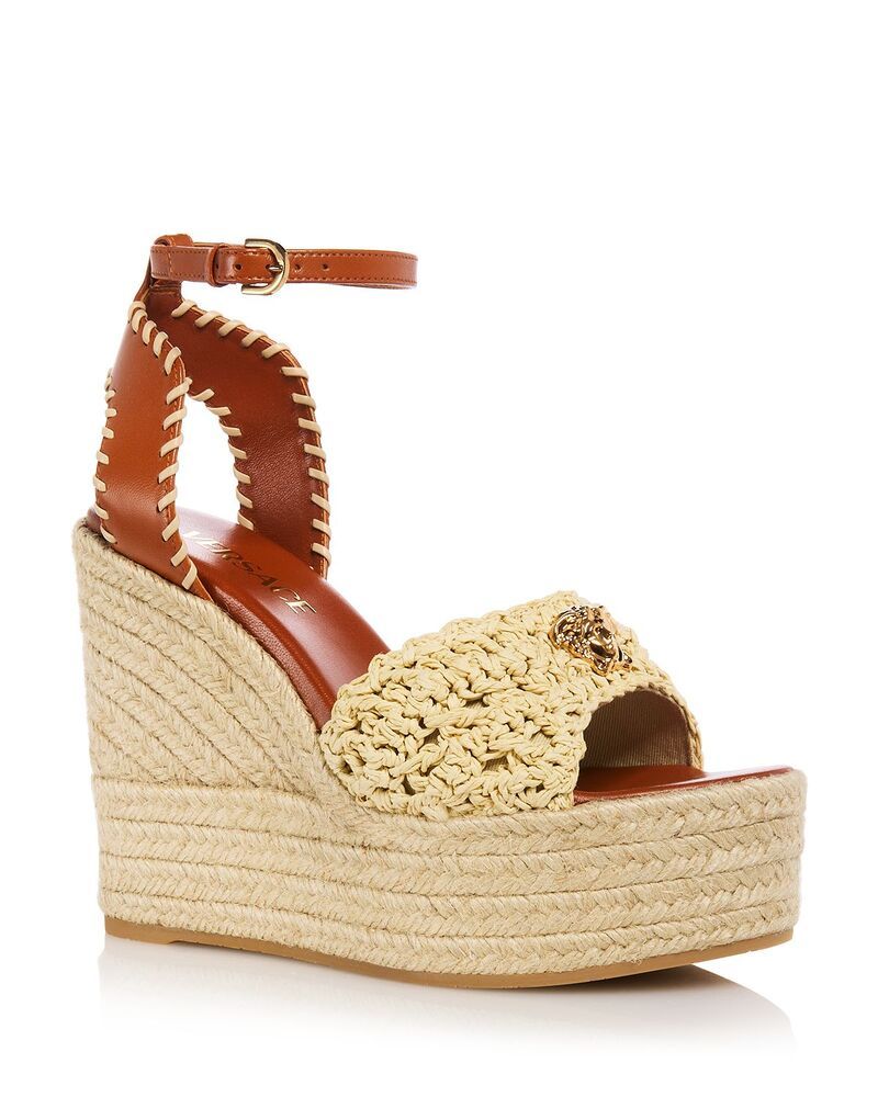 ヴェルサーチ レディース シューズ サンダル プラットフォーム Versace Womens Medusa Espadrille Platform Sandals NaturalAmber アンバー