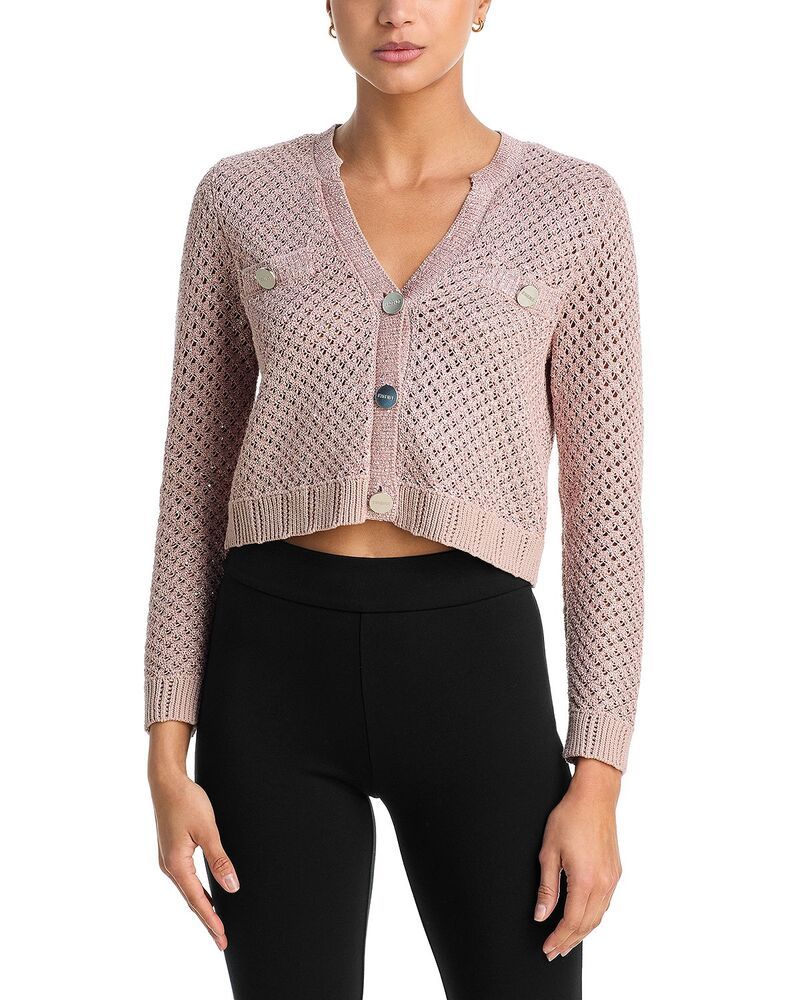 ラジャンス レディース アウター カーディガン Vネックロップド LAGENCE Blanca Cropped V Neck Cardigan Adobe Rose