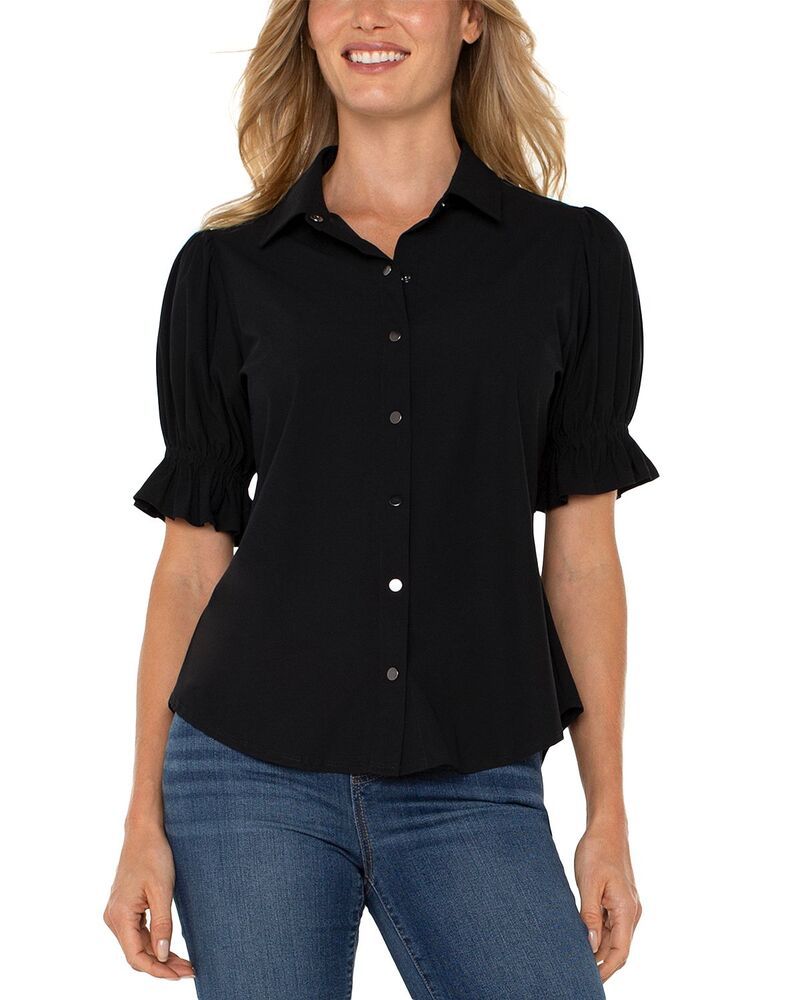 リヴァプール ロサンゼルス レディース トップス シャツ Liverpoolos Angeles Elbow Puff Sleeve Top Black ブラック