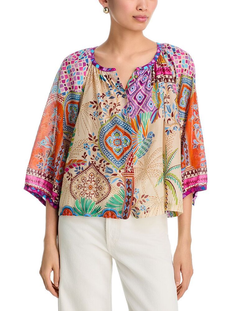 ジョニーワズ レディース トップス シャツ プリント ブラウス Johnny Was Michaella Printed Peasant Blouse Avelar