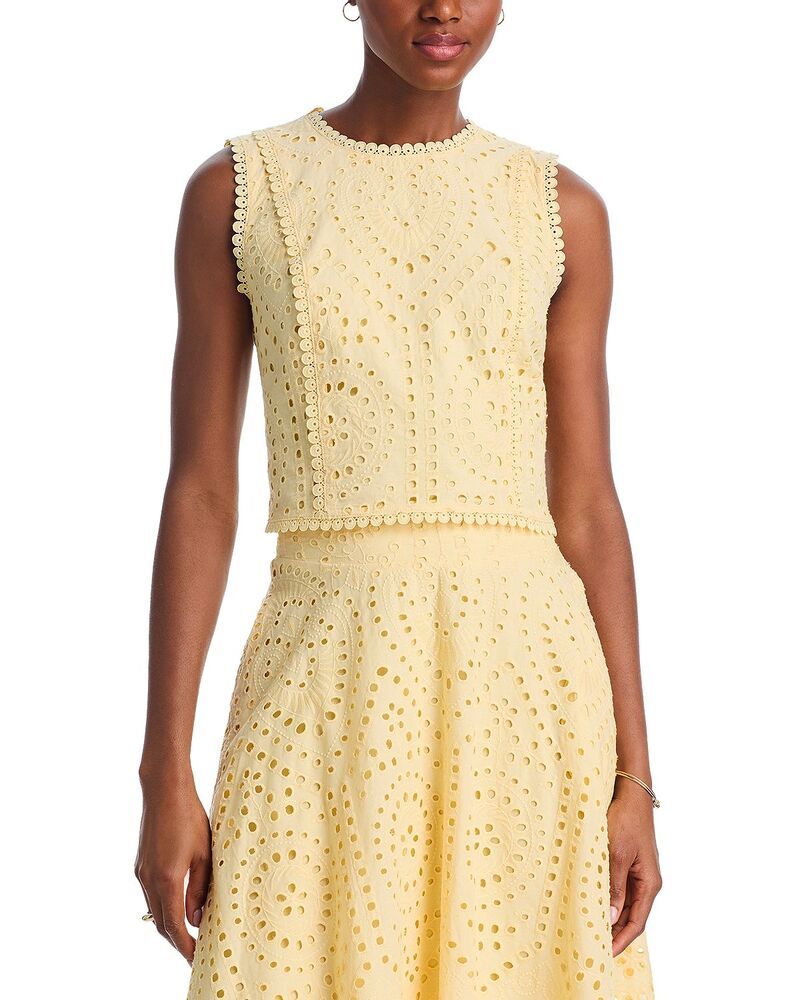 アクア レディース トップス シャツ ノースリーブ AQUA Eyelet Sleeveless Top Exclusive Butter Yellow イエロー