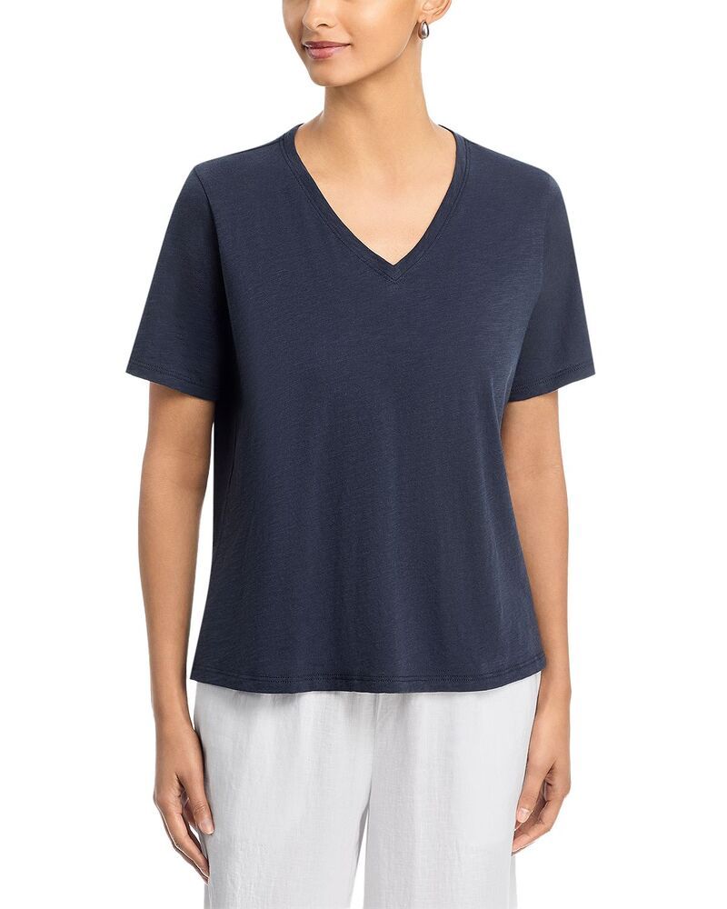 エイリーンフィッシャー レディース トップス Tシャツ Vネック Eileen Fisher V Neck Short Sleeve Tee Ocean