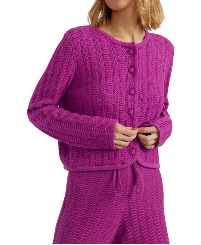チンティアンドパーカー レディース アウター カーディガン コットン Chinti Parker Womens Cotton Crochet Cardigan Magenta マゼンタ