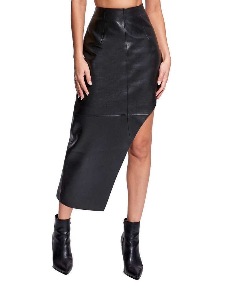 エーエスバイディーエフ レディース ボトムスカート レザー AS by DFallon Recycled Leather Skirt Black ブラック