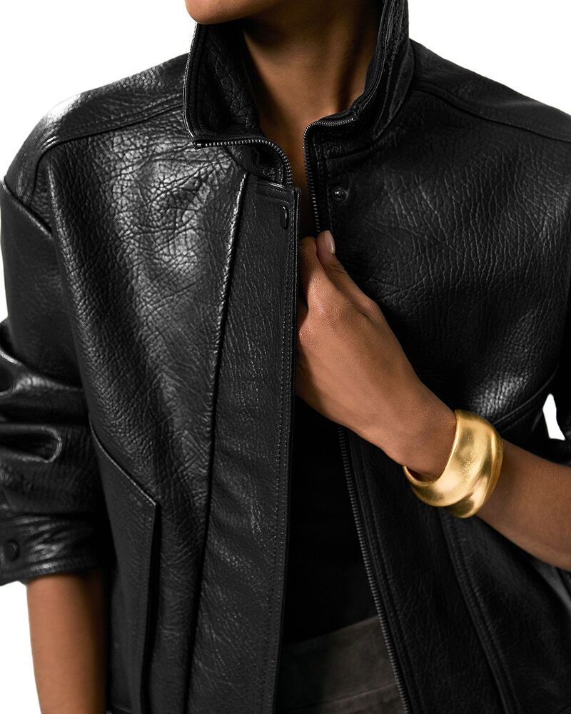 レイス レディース アウター ジャケット・ブルゾン レザー REISS Kiara Textured Leather Jacket Black ブラック