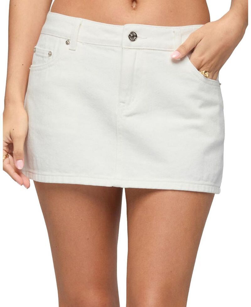 アディクテッド レディース ボトムスカート ローライズ デニム Edikted Spencer Low Rise Denimicro Skirt White ホワイト