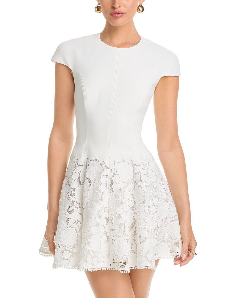 セルフ・ポートレイト レディース トップス ワンピース クレープ ミニ レース SelfPortrait Crepe Lace Mini Dress Exclusive White ホワイト