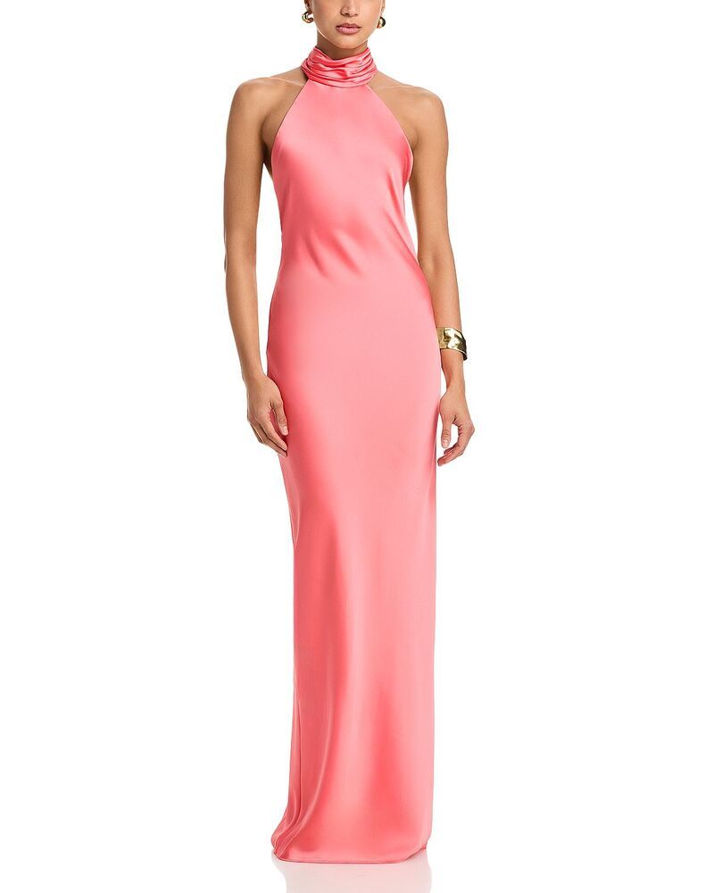 レイミー ブルック レディース トップス ワンピース サテン ホルター Ramy Brook Tatiana Satin Halter Gown Coral コーラル