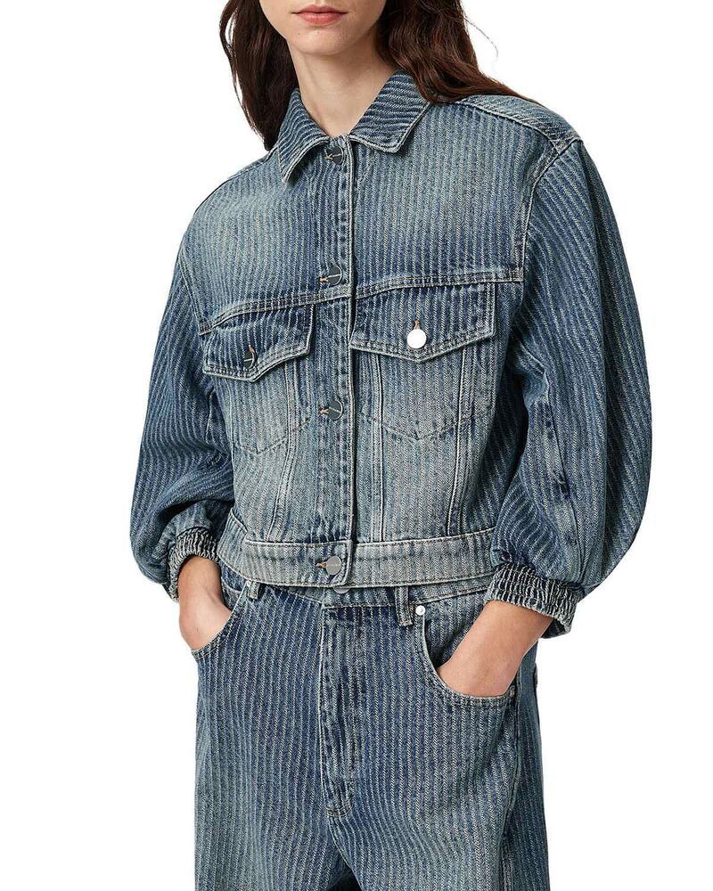 オールセインツ レディース アウター ジャケット・ブルゾン ALLSAINTS Luca Stripe Jean Jacket in Titan Blue ブルー
