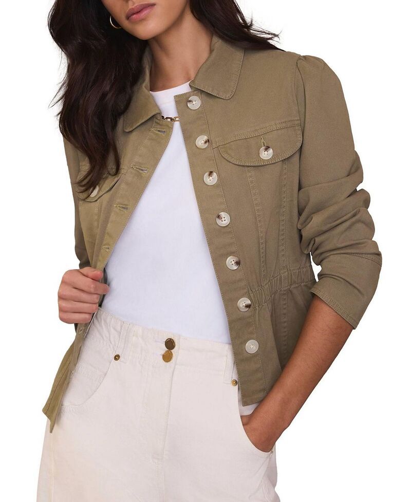 ミルトンベルベット レディース アウター ジャケット・ブルゾン Mint Velvet Womens Collared Peplum Jacket Khaki カーキ