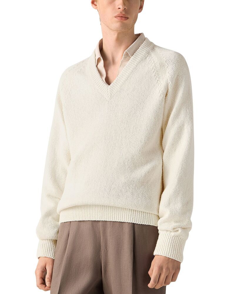 ゼニア メンズ トップス シャツ Vネック コットン ZEGNA Cotton V Neck Shirt White ホワイト