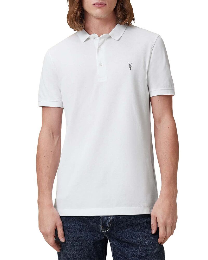 オールセインツ メンズ トップス ポロシャツ スリムフィット コットン ALLSAINTS Reform Cotton Slim Fit Polo Shirt Optic White ホワイト