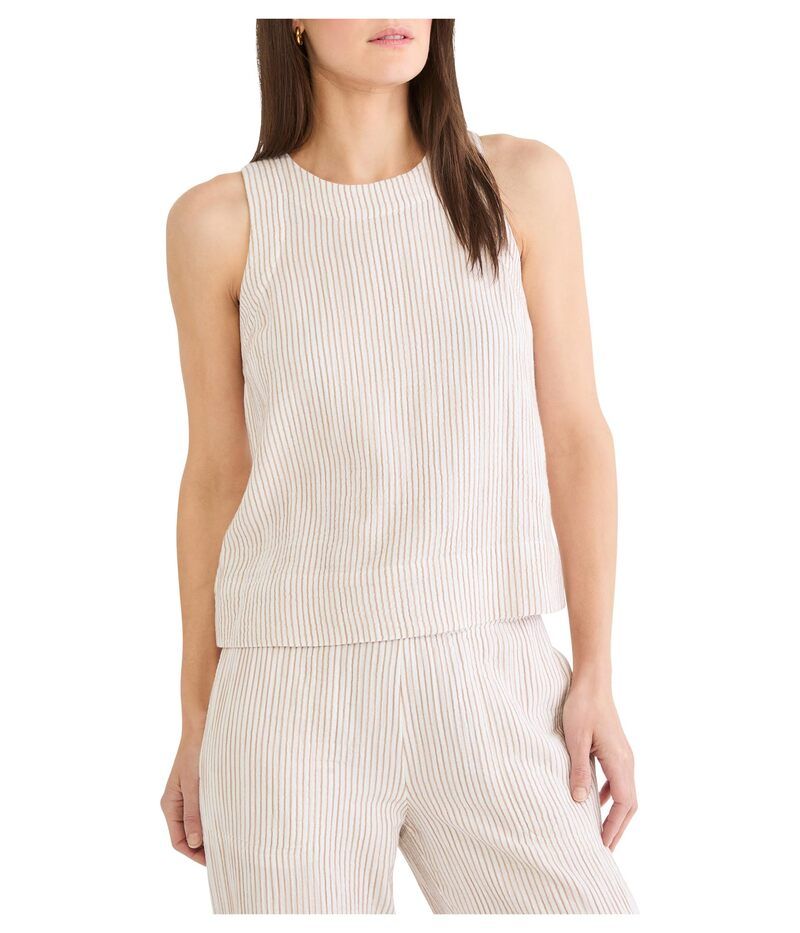 ニックプラスゾーイ レディース トップス シャツ プチ Niczoe Petite Pinstripe Gauze Pop On Tank Neutral Mix 25,060円