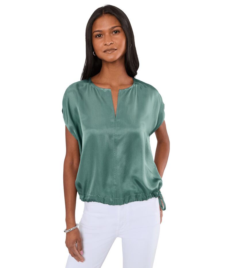 エイリーンフィッシャー レディース トップス シャツ サテン Eileen Fisher Lightweight Satin Shimmer Square TopWo Nile