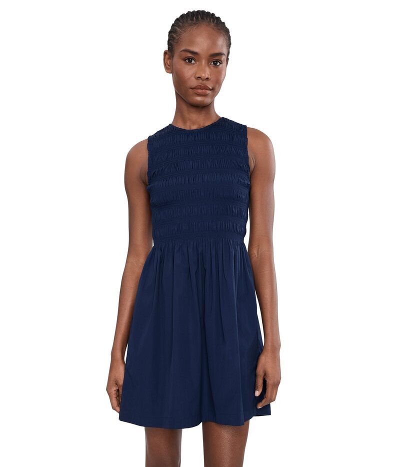 メイドウェル レディース トップス ワンピース ミニ シャーリング Madewell Selena Smocked Mini Midweight PoplinWo Midnight Navy ネイビー