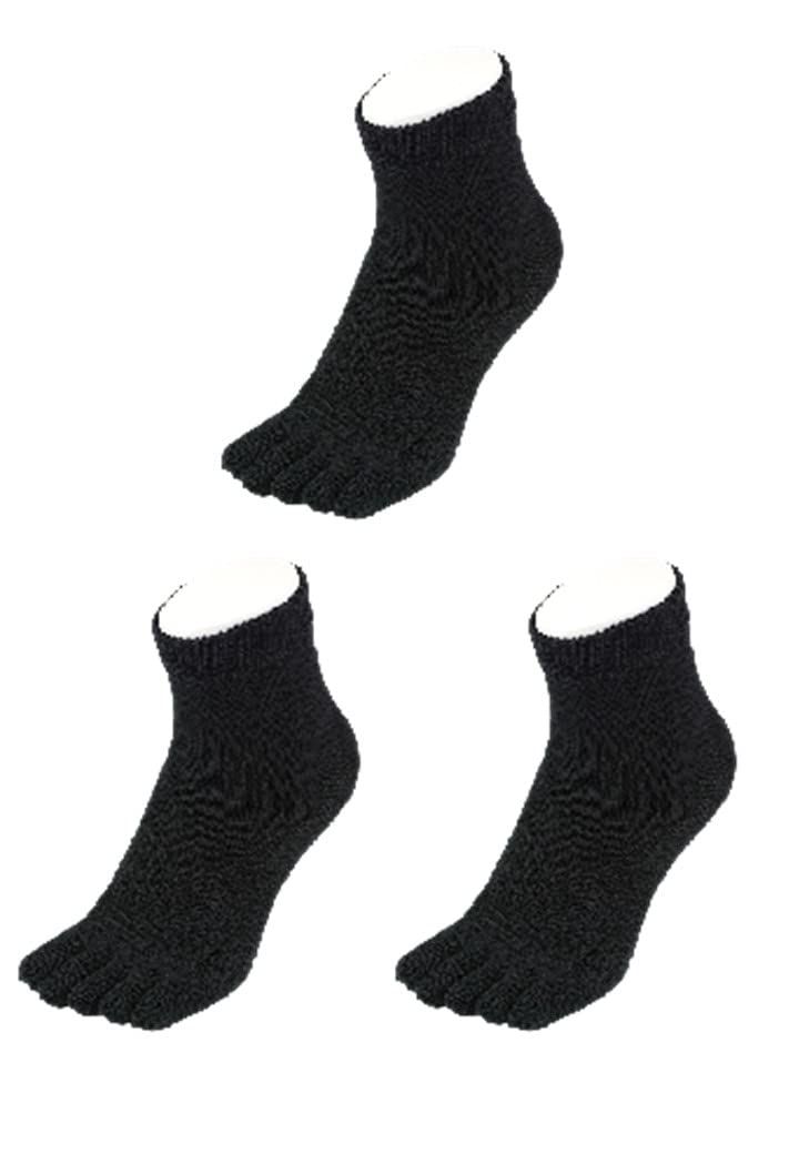 新品 3足セット 5本指 ゆびのばソックス ゆびのばショート ブラック Sサイズ 22.0～25.5cm YSFSHT-BLK